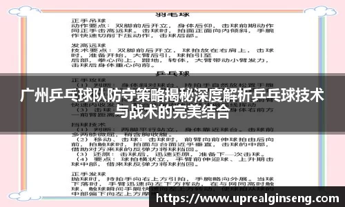 广州乒乓球队防守策略揭秘深度解析乒乓球技术与战术的完美结合